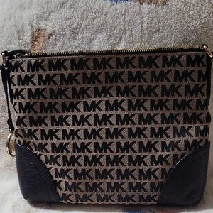 Michael Kors Black and Brown MK Logo Crossbody